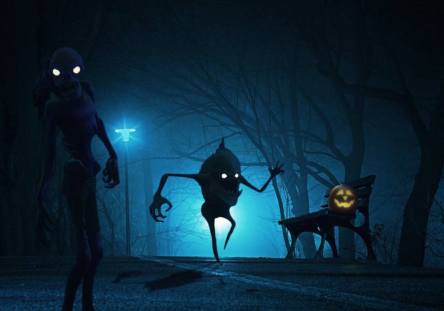 монстры, ночь, парк, Sergii Vidov