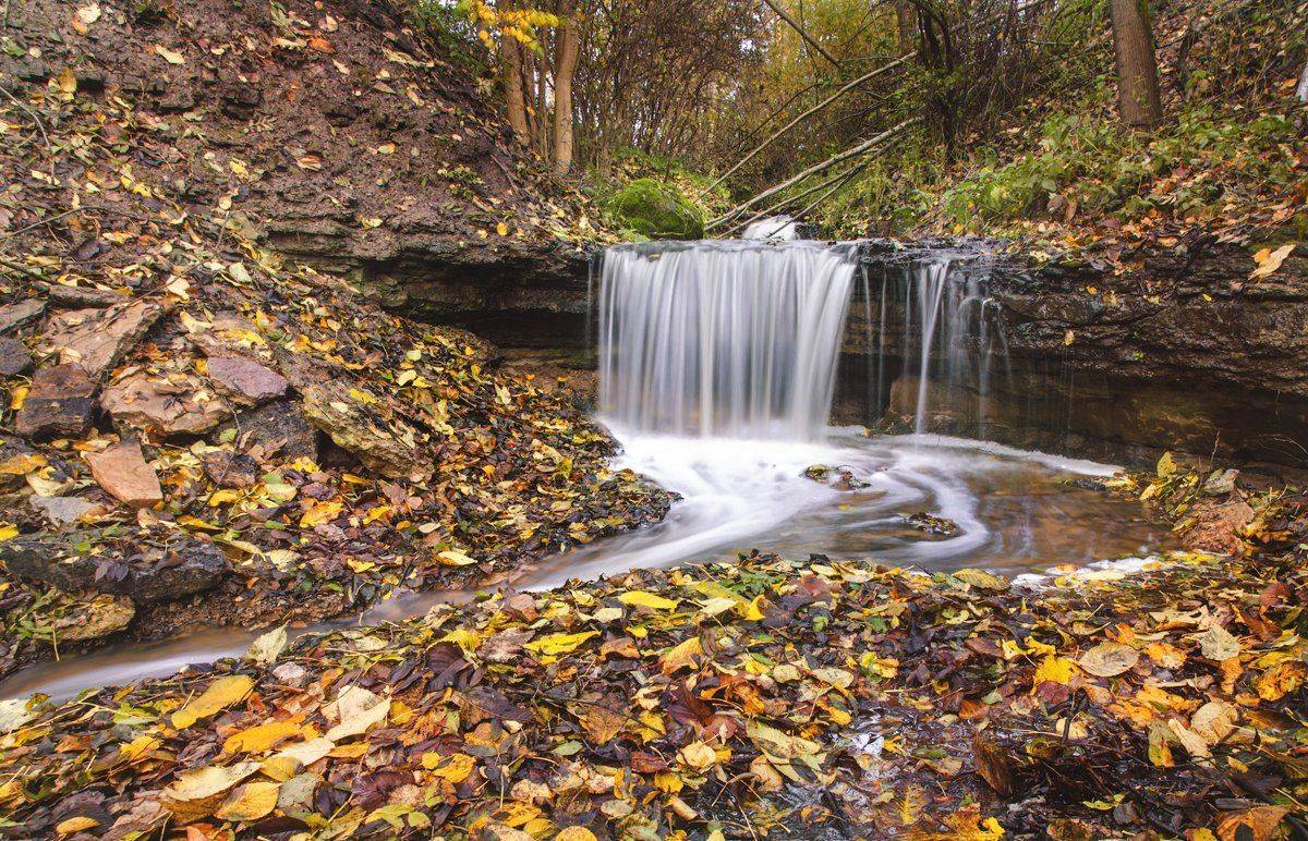 водопад, вода, река, лес, осень, Майя Афзаал