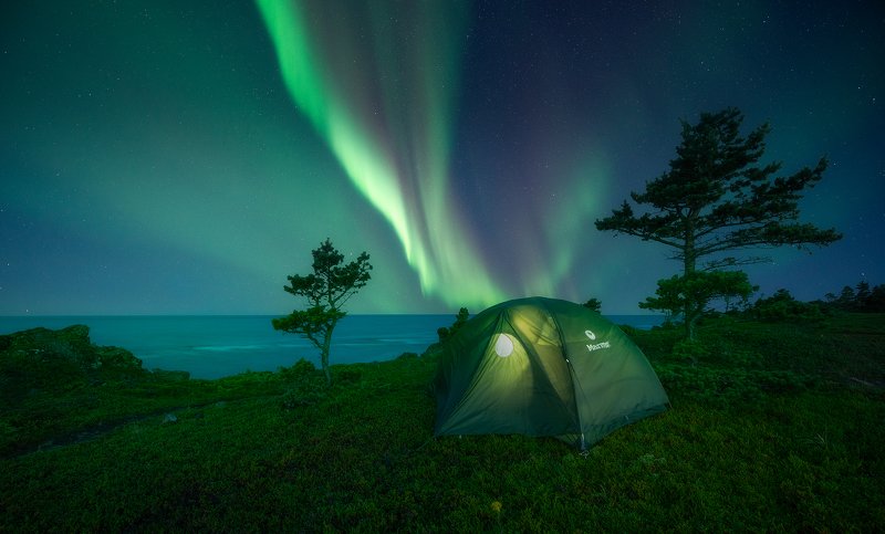 aurora borealis, северное сияние, белое  море, white sea Aurora Borealis фото превью