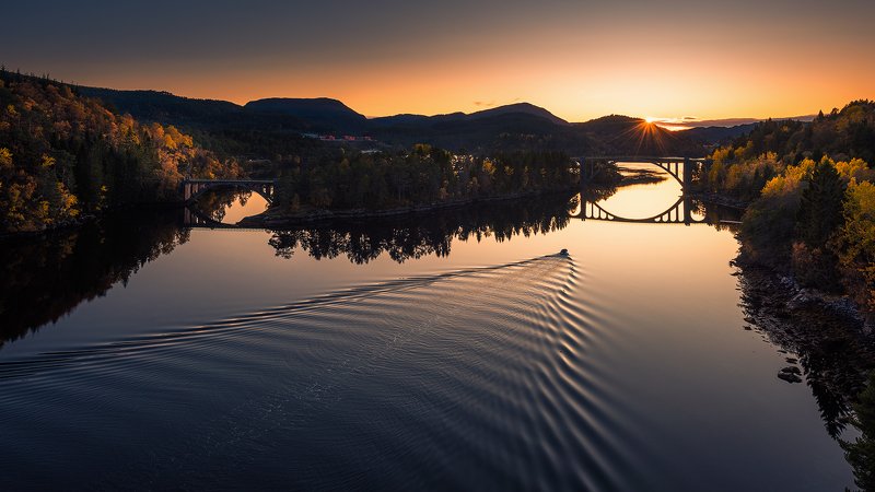 norway,landscape,sunset,boat,water Skodje фото превью