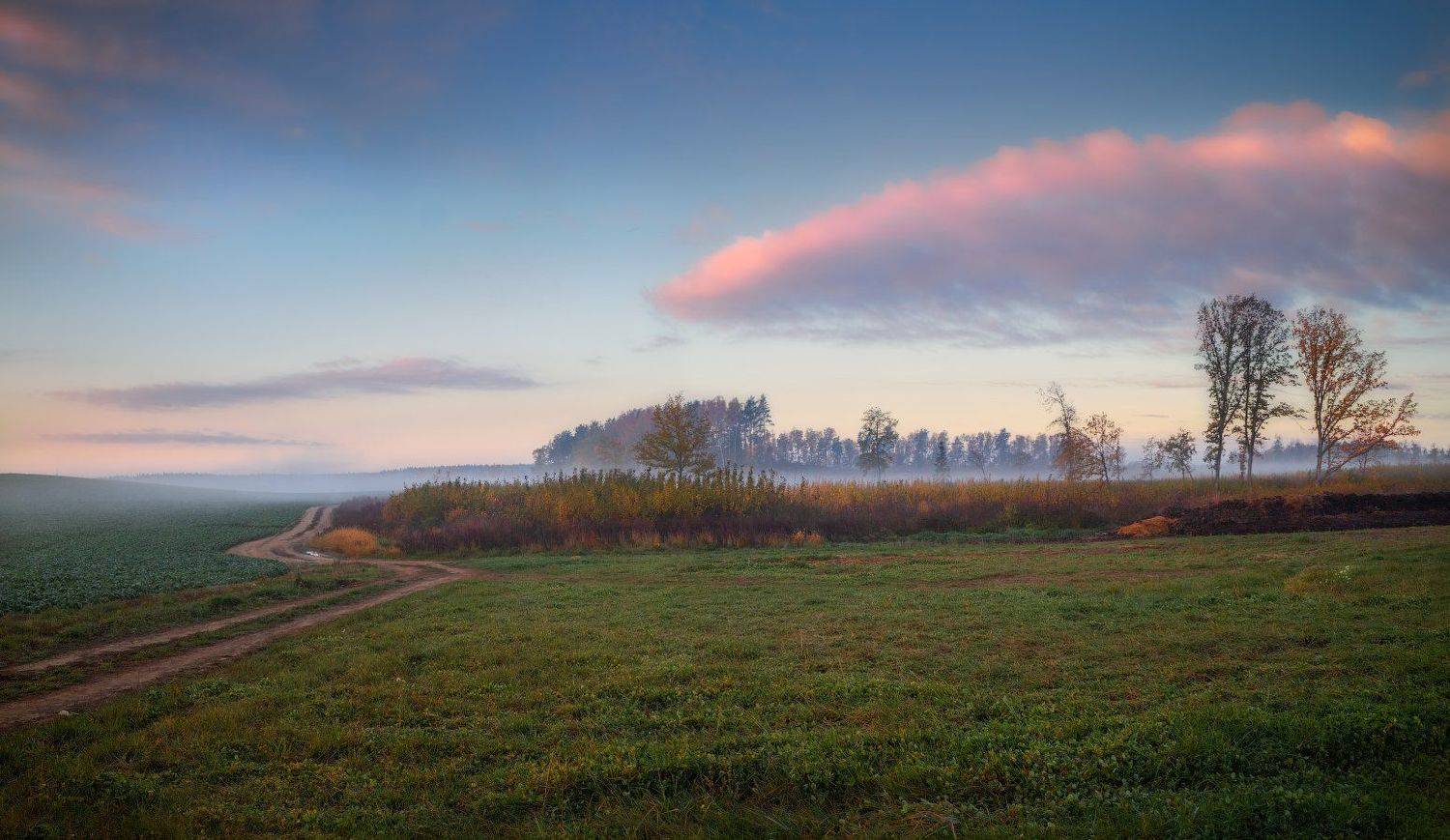 рассвет, дорога, небо, осень,, Сергей Шабуневич