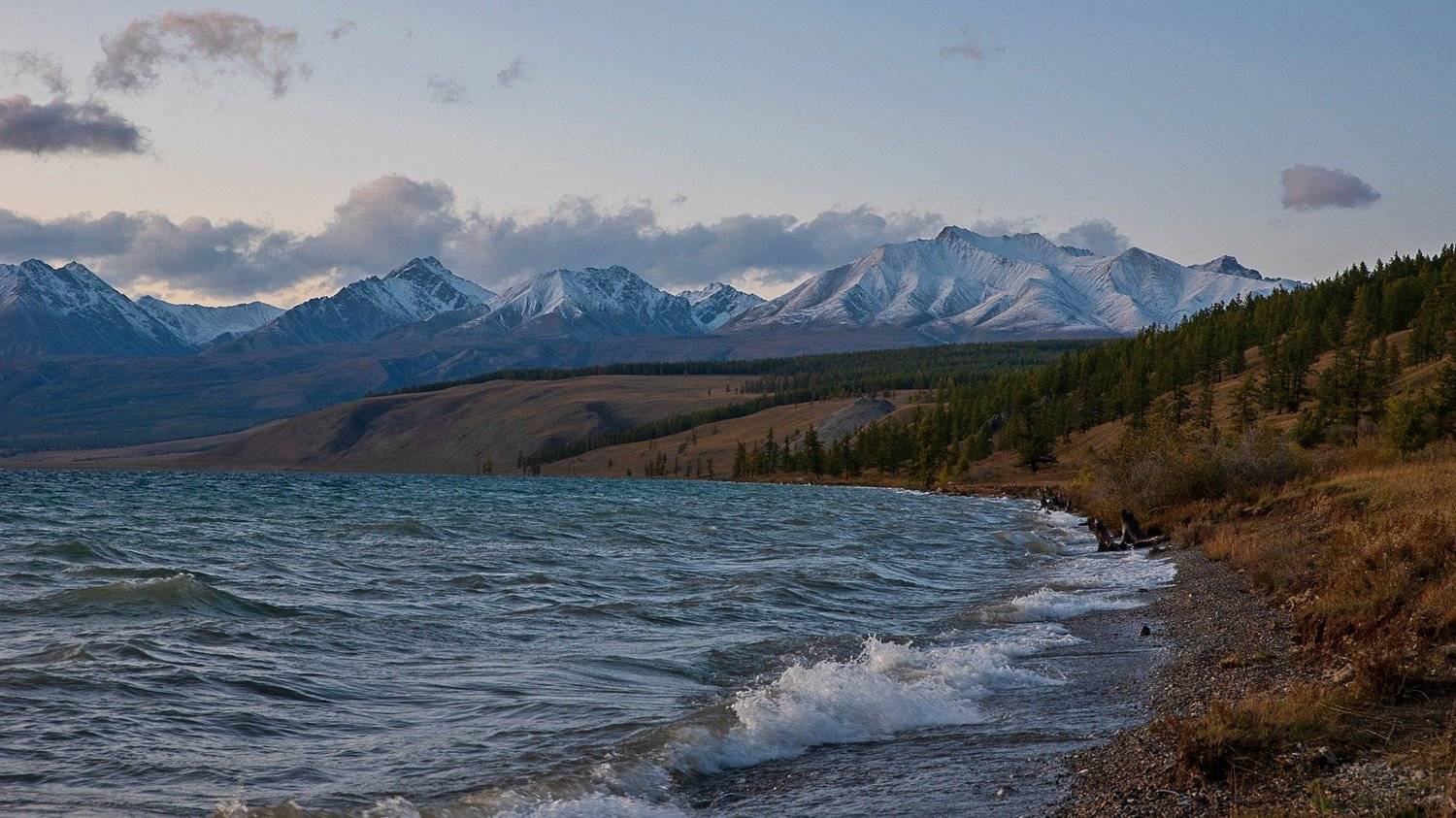 озеро, хубсугул, монголия, вечер, закат, , осень, волны, облака, Юрий Мальцев