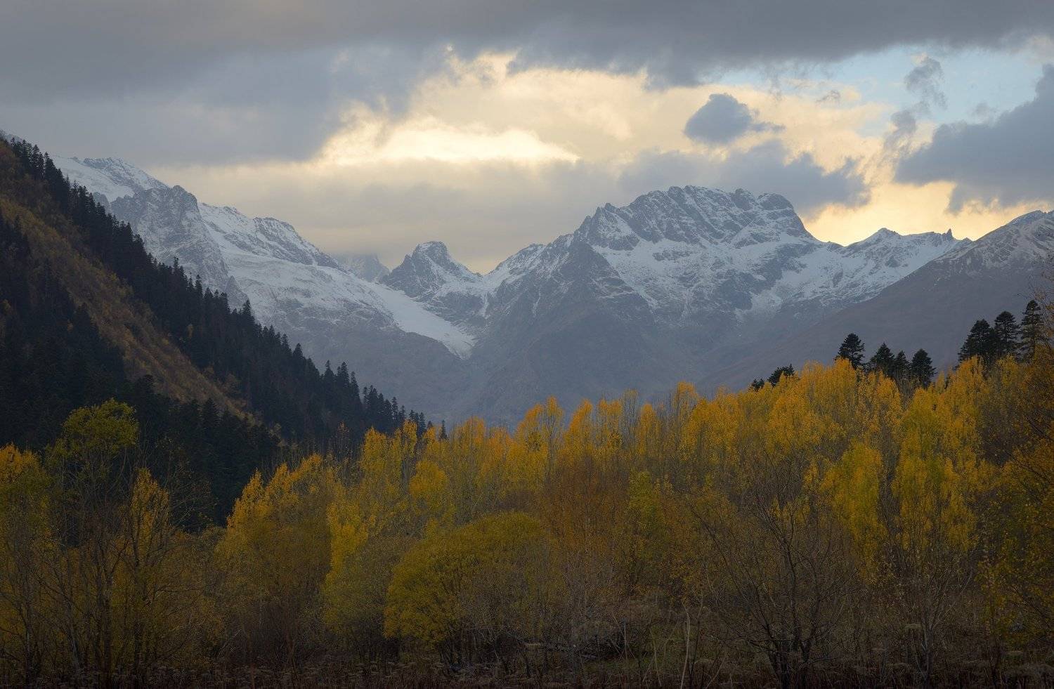 горы кавказ осень утро домбай, Александр Жарников