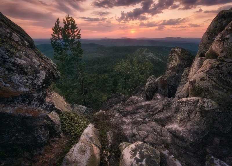 закат, горы, башкирия, южный урал Закат на Южном Урале фото превью