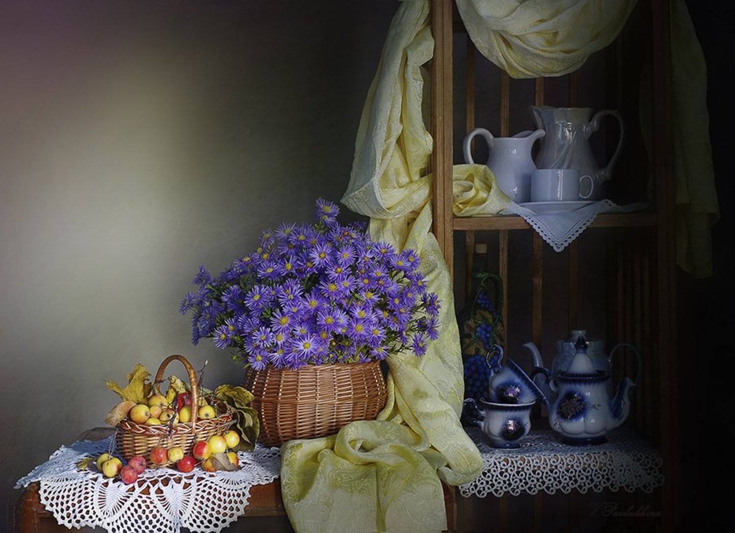 сетябрины,натюрморт,цветы,осень,вера павлухина,, Вера  Павлухина