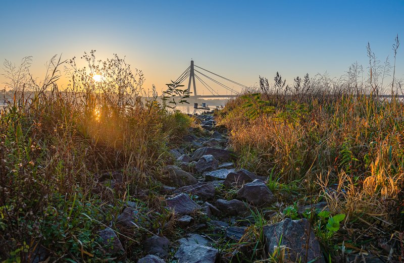 мост расвет река Вид на Северный мост фото превью