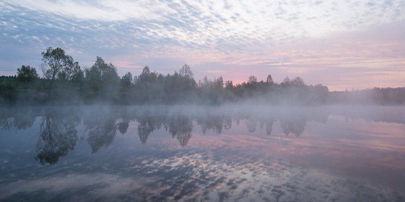 рассвет, река, туман, вода, небо, утро Снежеть рассветная фото превью