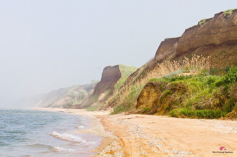 море, лето, пляж Туман на Азовском море фото превью