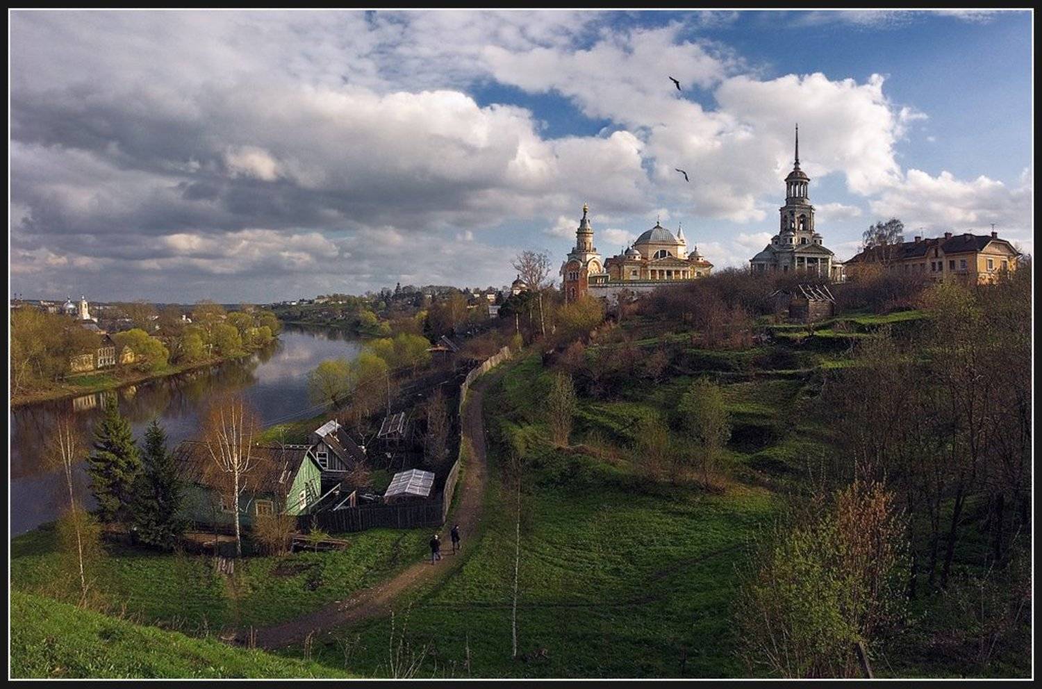 осень, монастырь, река, Олег Дунаев