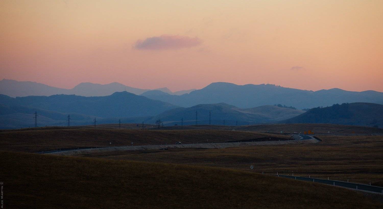 черногория, север, поле, дорога, закат, Alexander Martynov