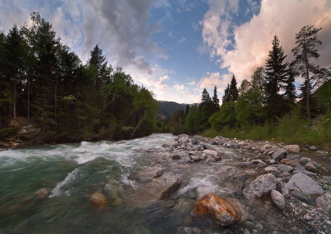 кавказ, домбай, гоначхир, вечер, Николай Мысливцев