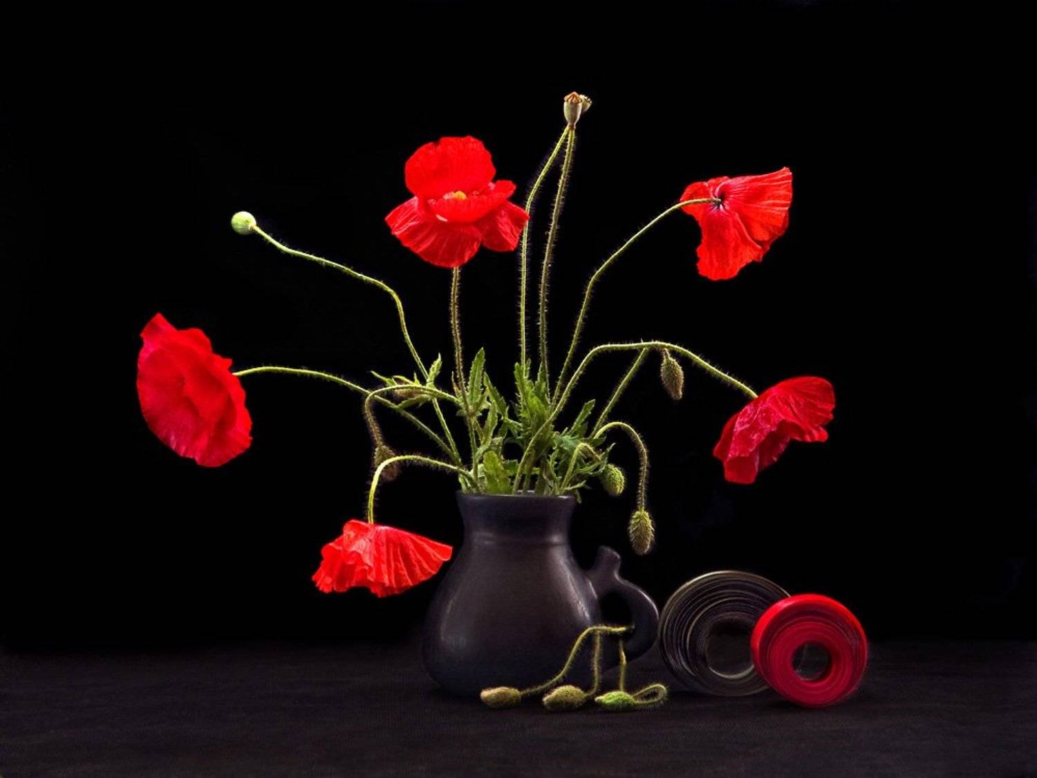 цветы, маки, керамика, ваза, ленты, Гринченкова Анжела