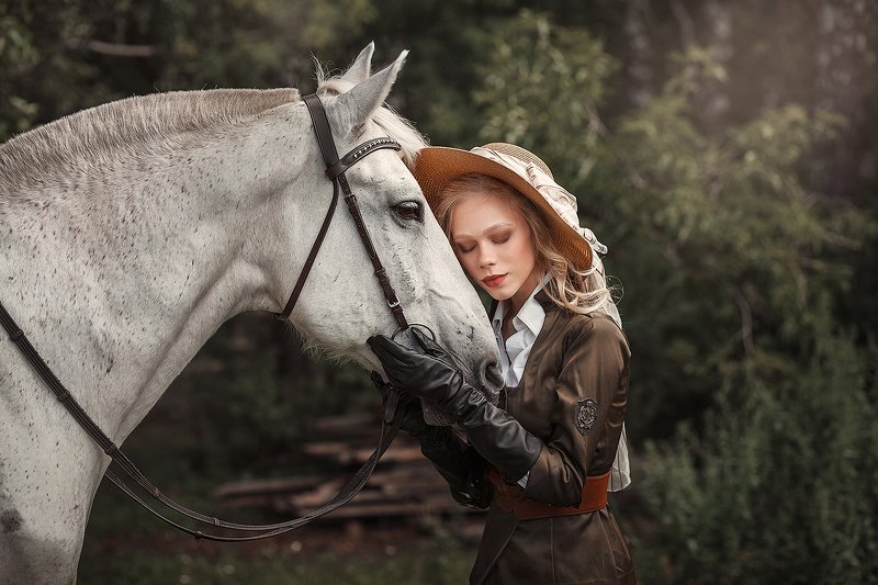 девушка, лошадь, girl Лиза и Север фото превью