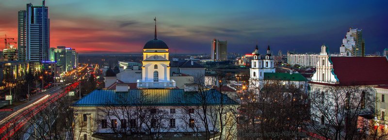 беларусь, город, минск, вечер, фотосфера-минск Соборная Площадь города на закате дня фото превью