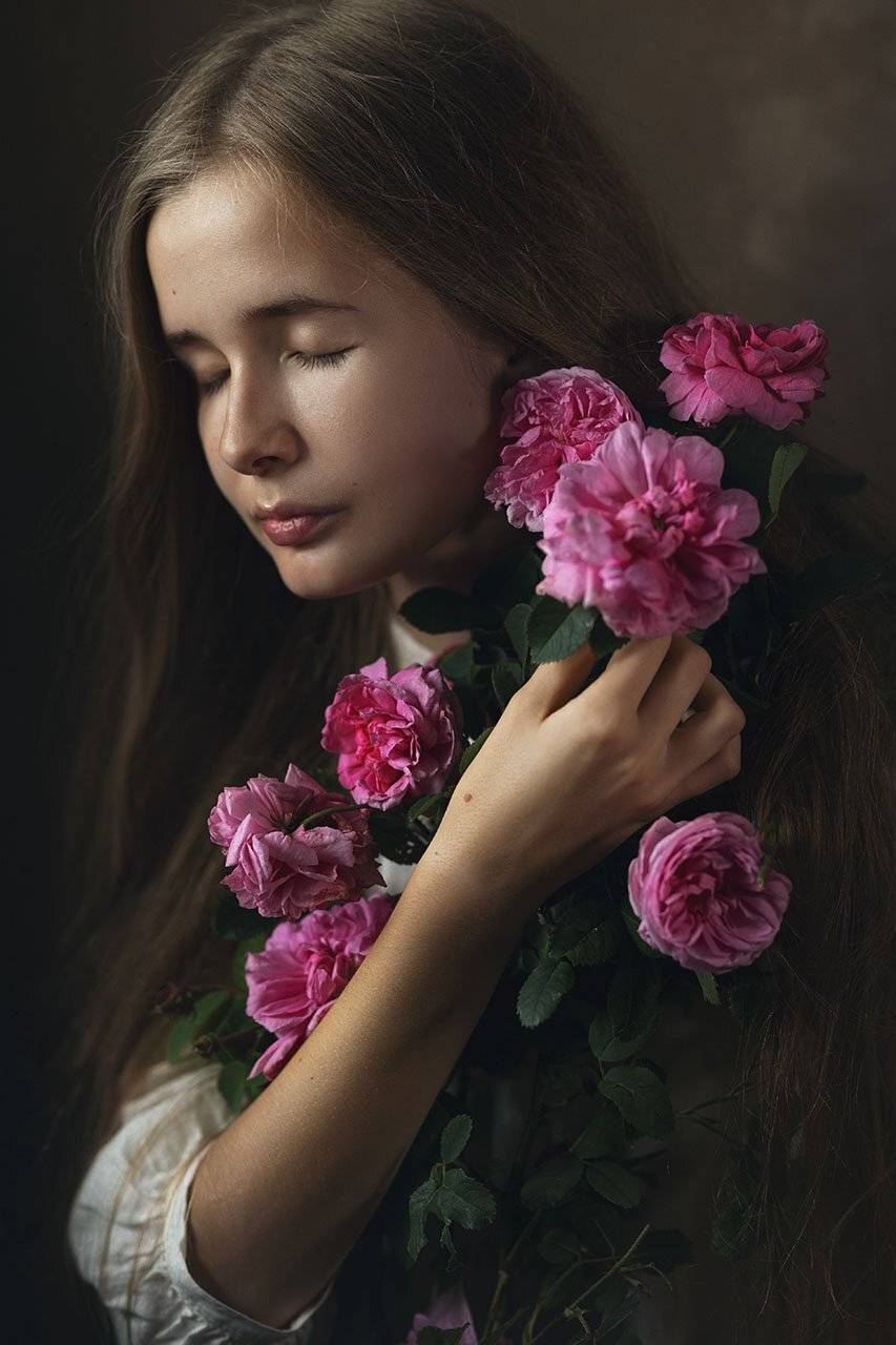 портрет, девушка, розы, Бабинцева Мария