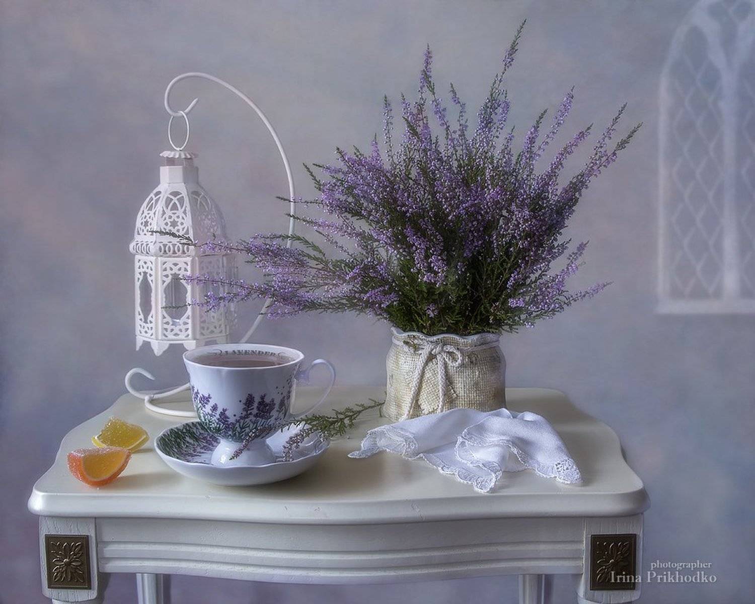натюрморт, винтажный, стиль Прованс, чай, букет, вереск, Ирина Приходько