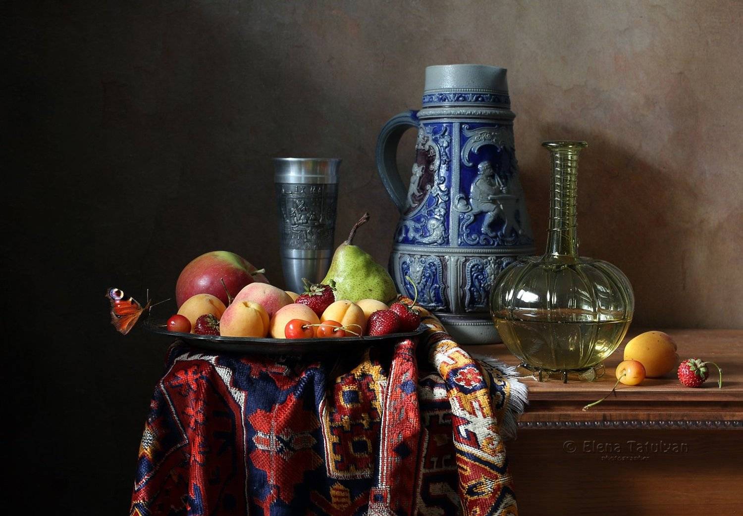 фрукты, вино, кувшин, бутылка, Елена Татульян