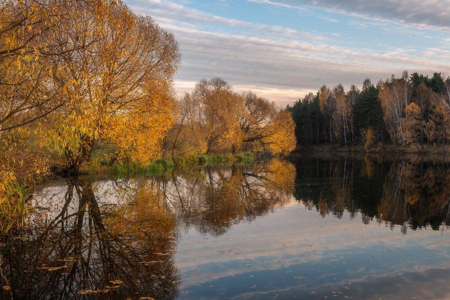 природа, пейзаж, закат, отражения, река, осень, Мартыненко Дмитрий