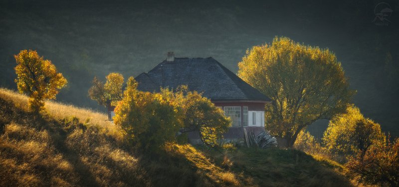 пейзаж, природа, румыния, карпаты Затерялся на холмах детства дом фото превью