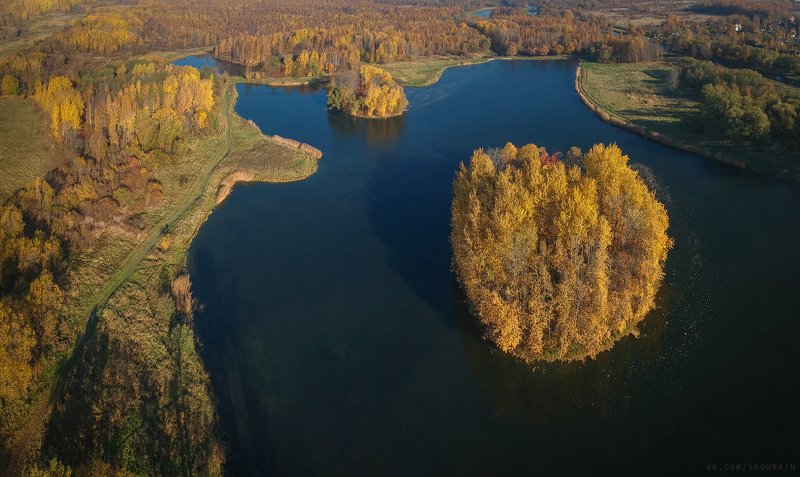 autumn, nature, aerial, drone, аэрофотосъемка, коптер, природа, пейзаж, landscape, осень, djispark Желтые острова фото превью