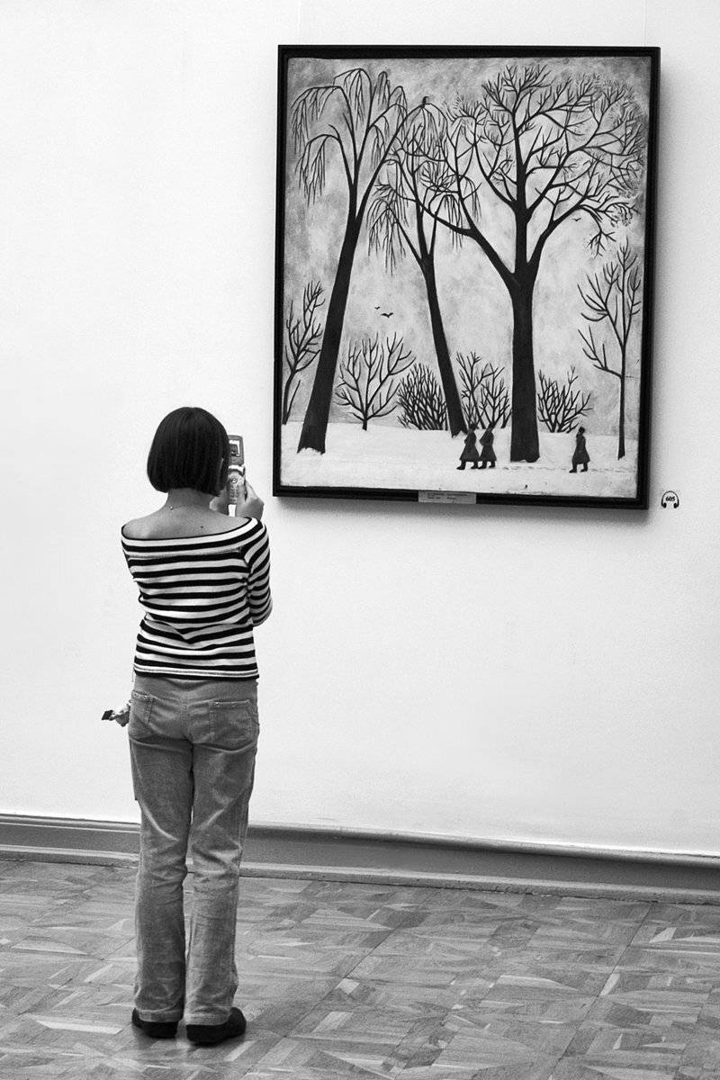 девушка, картина, музей, чб, апатиты, Николай Смоляк