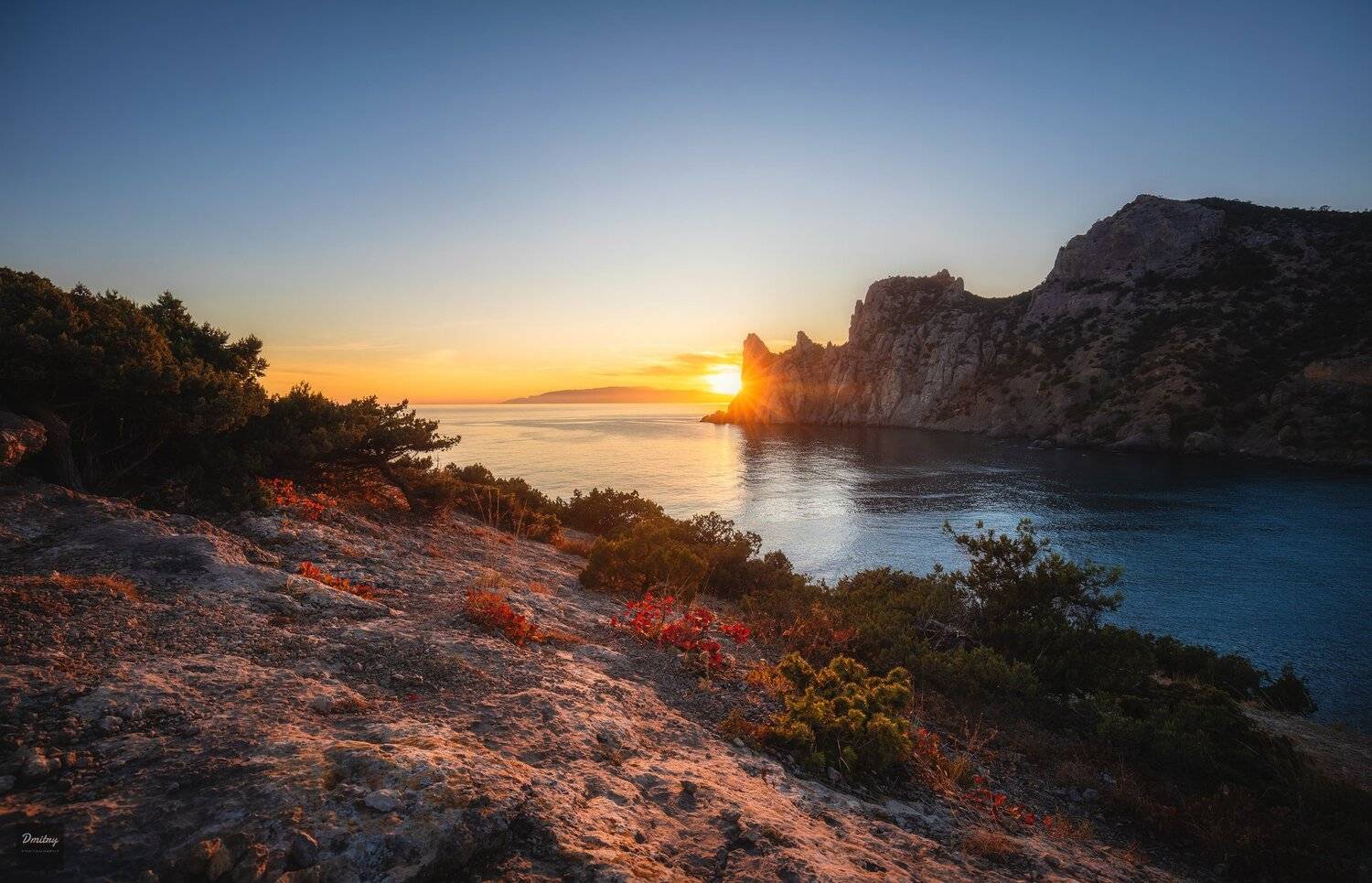 море, закат, скалы, вода, Дмитрий Иванов