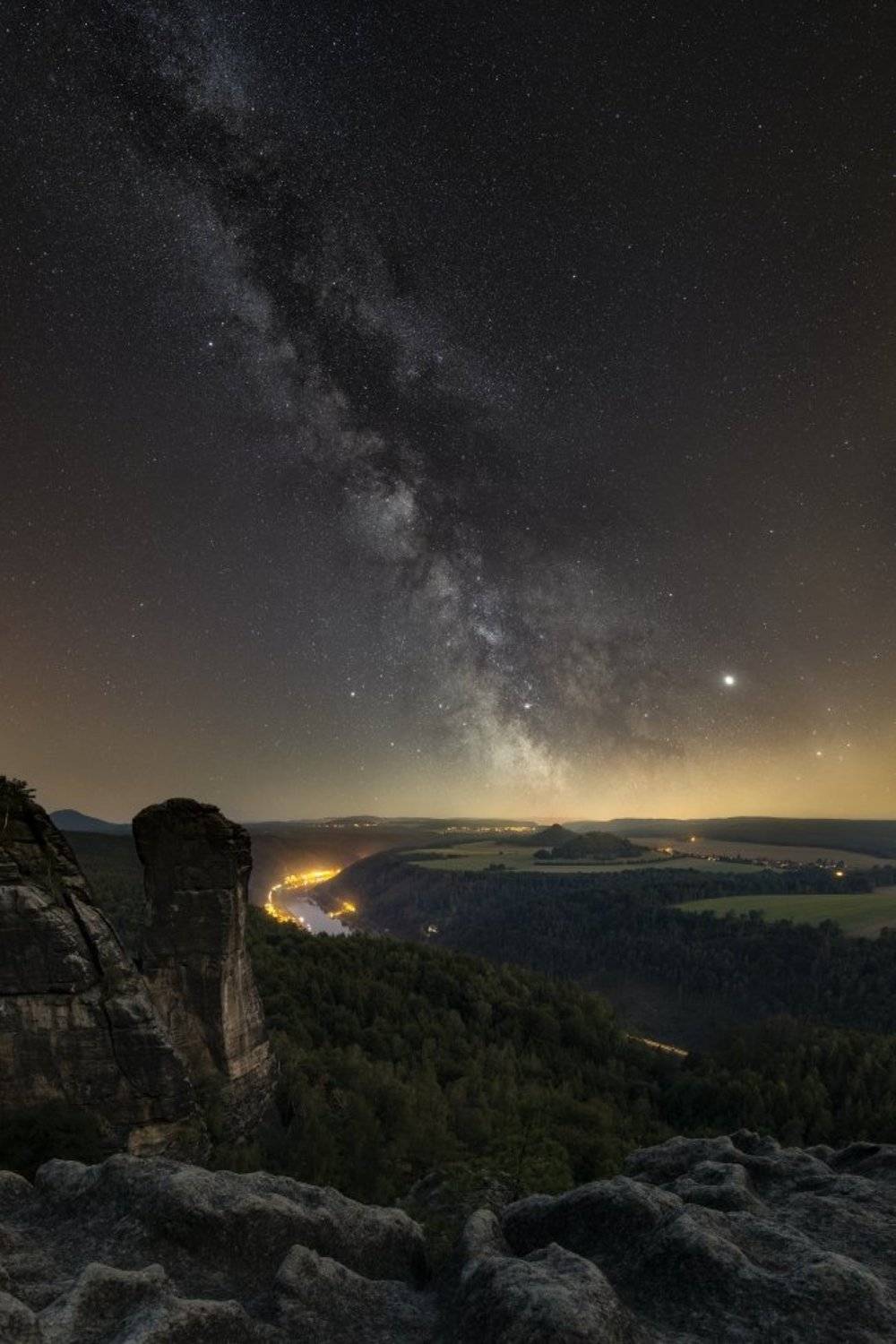 night, milkyway, rocks, saxony, galaxy, nightscape,, Jakub M&uuml;ller
