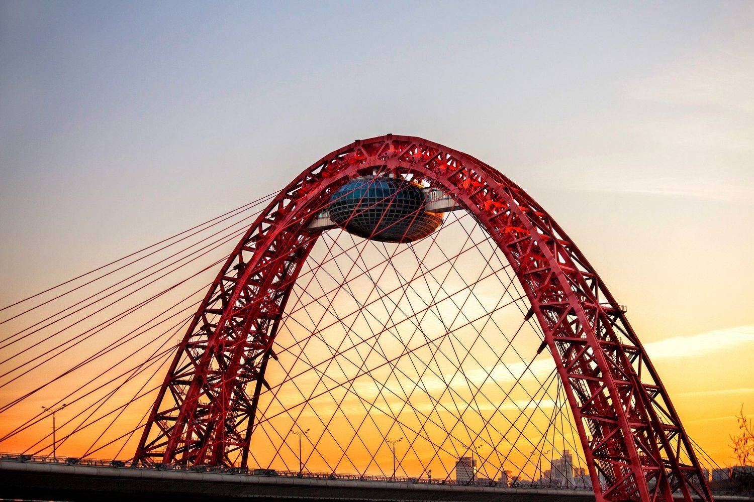 Город, мост, конструкция, закат, Екатерина Бакулина