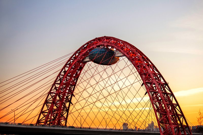 Город, мост, конструкция, закат Живописный мост. Москва фото превью