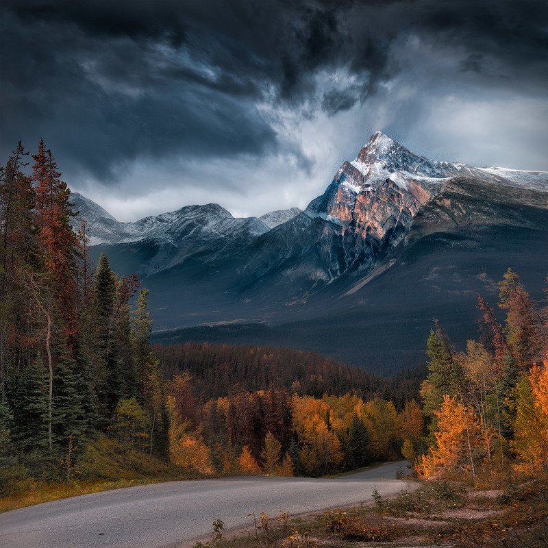 горы, осень, небо, тучи, канада, mountain, sky, clouds, canada, alberta, 1pro.photo, @1pro.photo Timekeeper / Хранитель времени фото превью