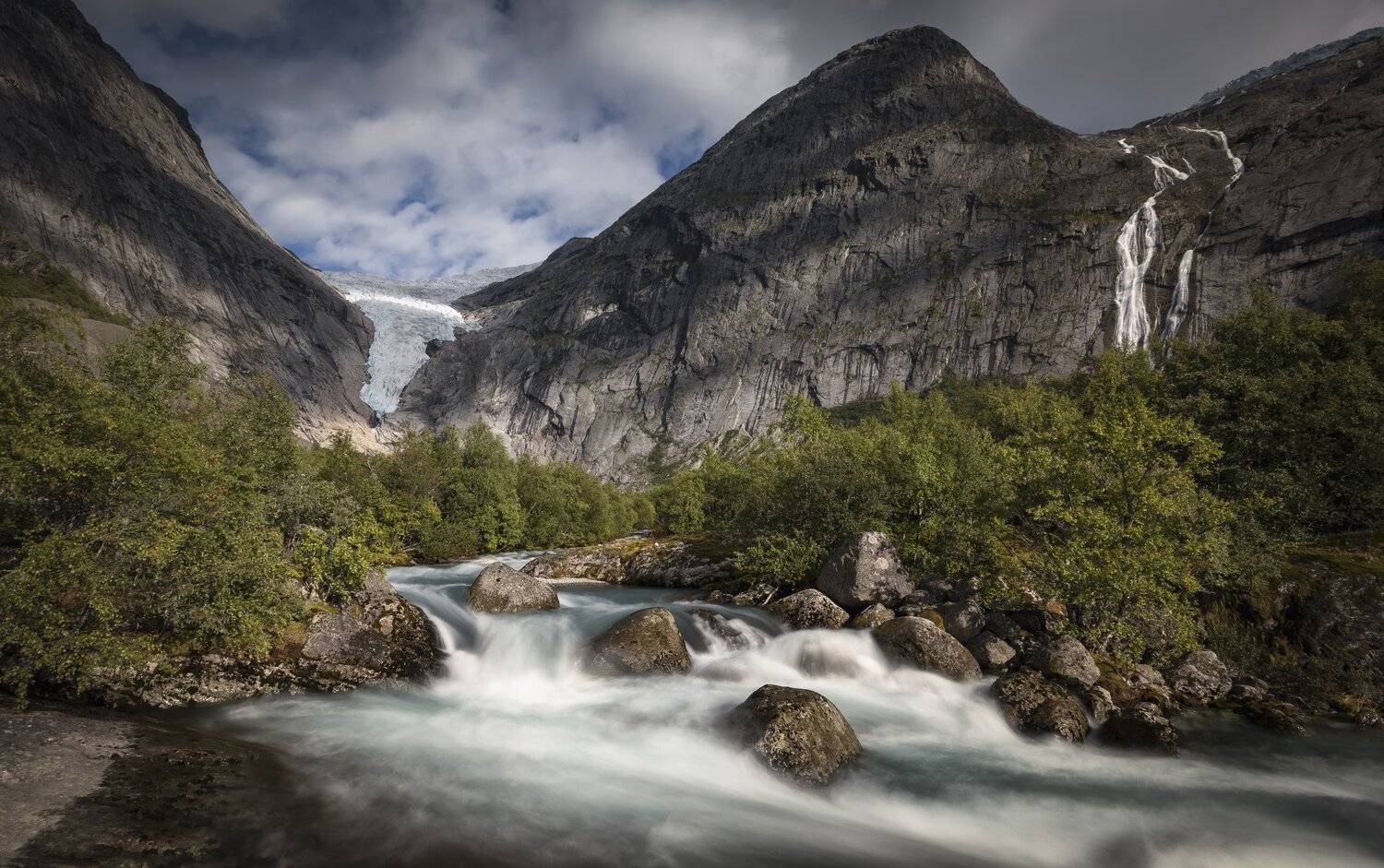 ледник, водопад, горы, Александр Безмолитвенный