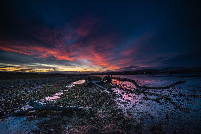 закат, осень, широкий угол, хакасия Осенний закат фото превью