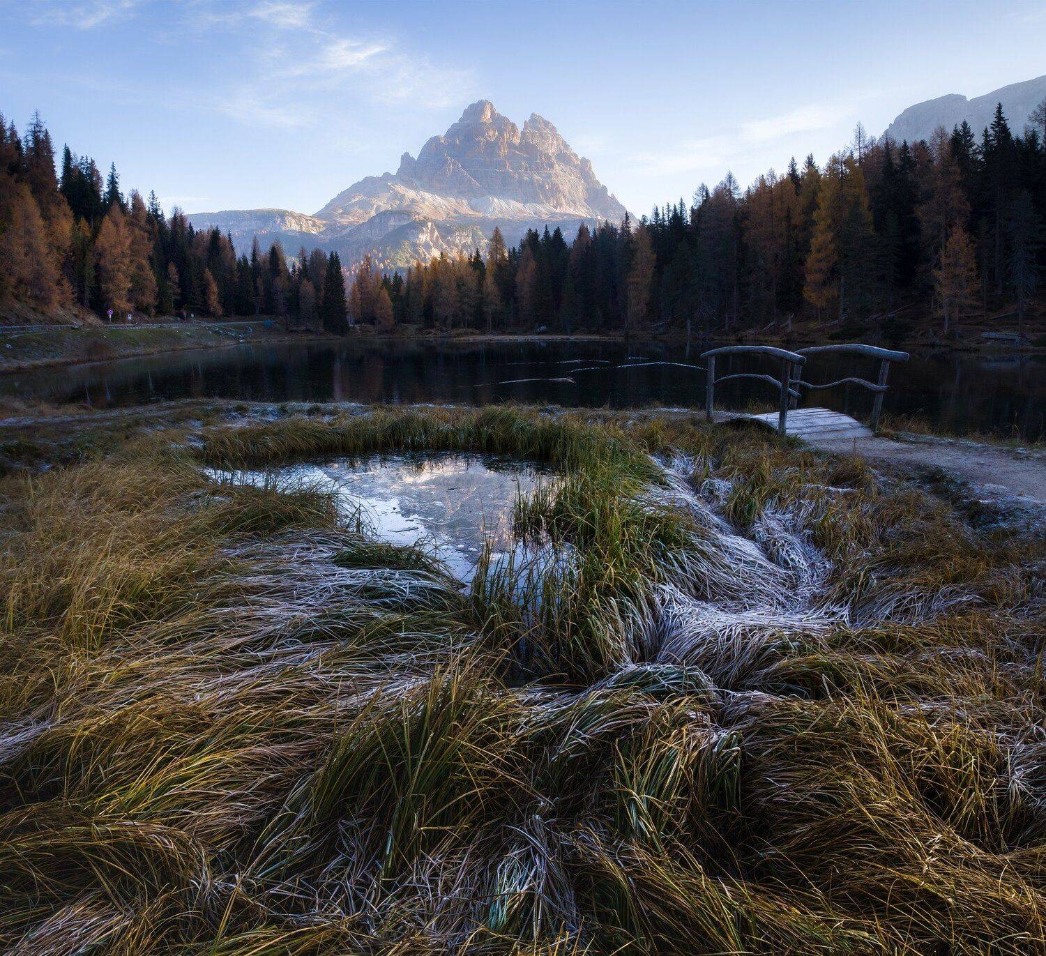 италия, доломиты, озеро анторно, горы, восход, осень, природа, landscape, italy, dolomites, sunrise, Геннадий Финенко
