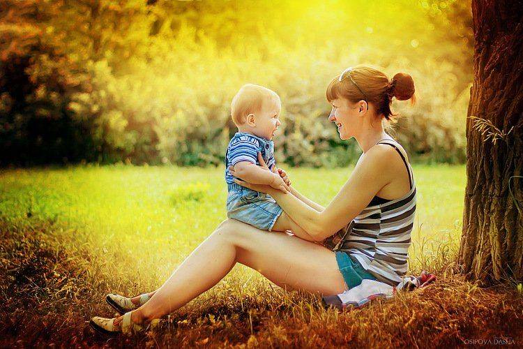 лето, мама, сын, закат, солнышко, Осипова Дарья