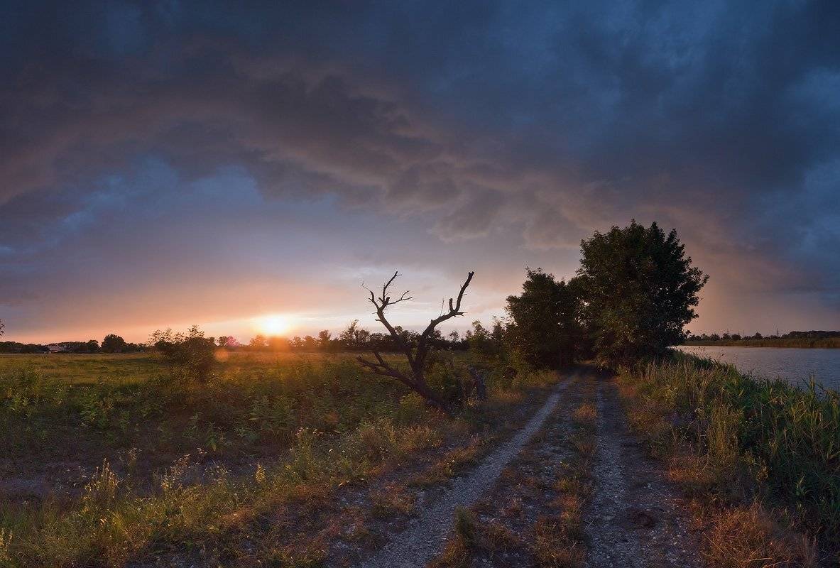вечер, июнь, закат, гроза, Николай Мысливцев