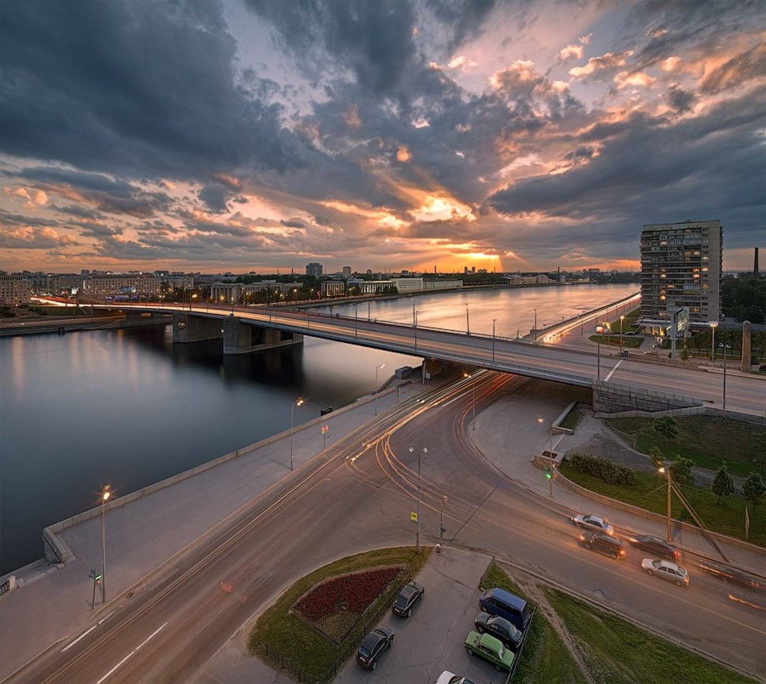 санкт-петербург, закат, володарский, мост, река, нева, Сергей Лукс