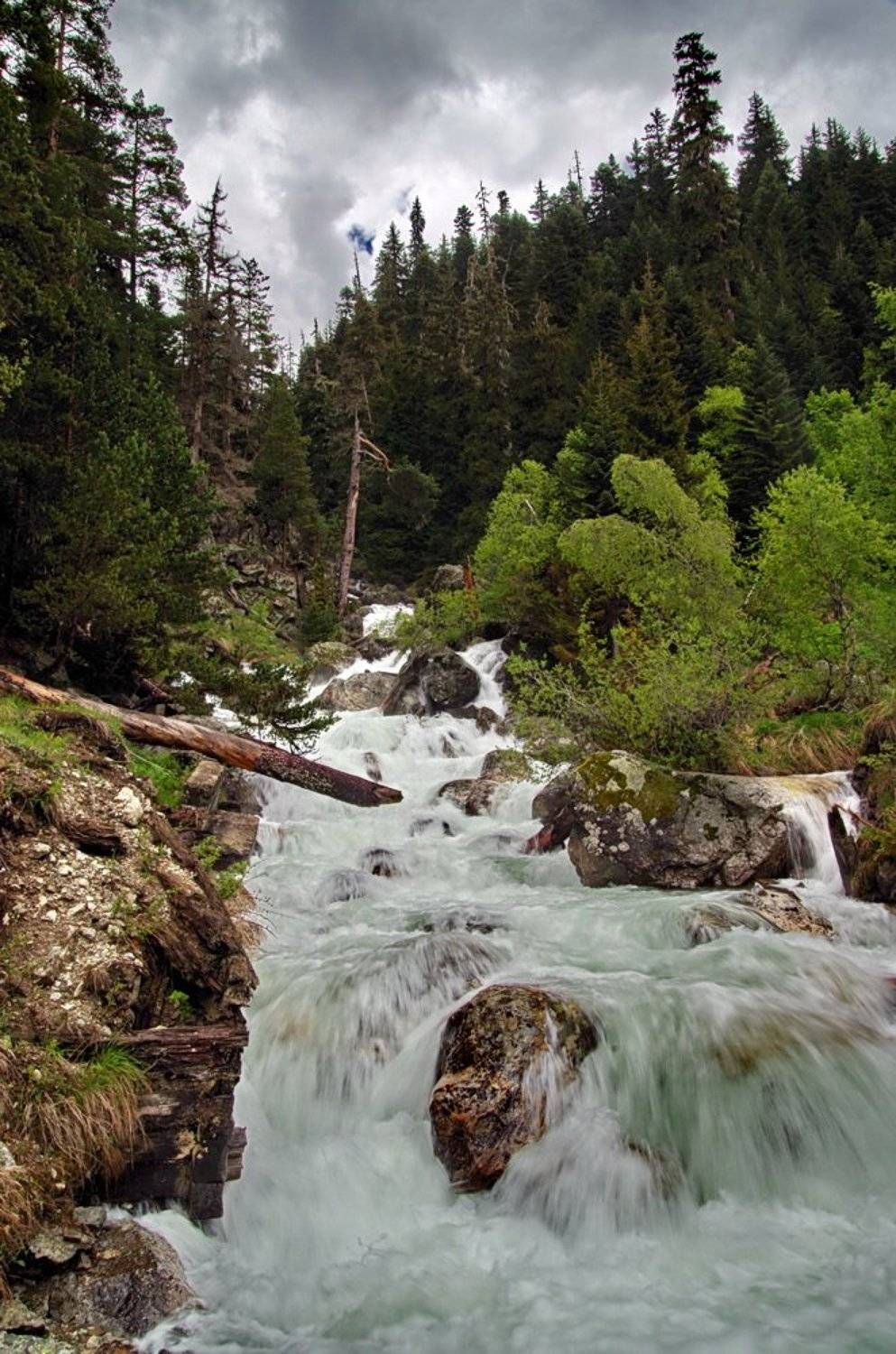 горы, река, лес, тучи, Арсен Алабердов