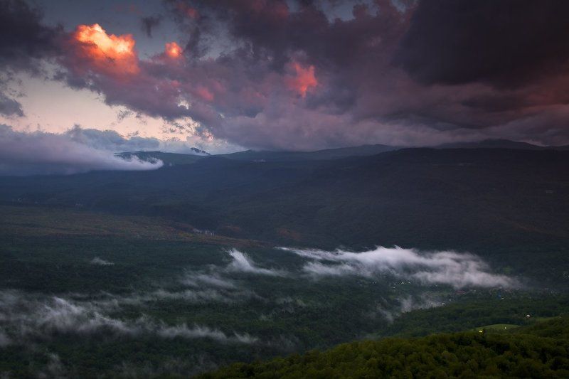 мезмай, закат, горы За туманом.. фото превью