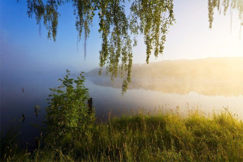 вода, небо, пейзаж, природа, рассвет, туман, утро Я снова встречаю рассвет фото превью
