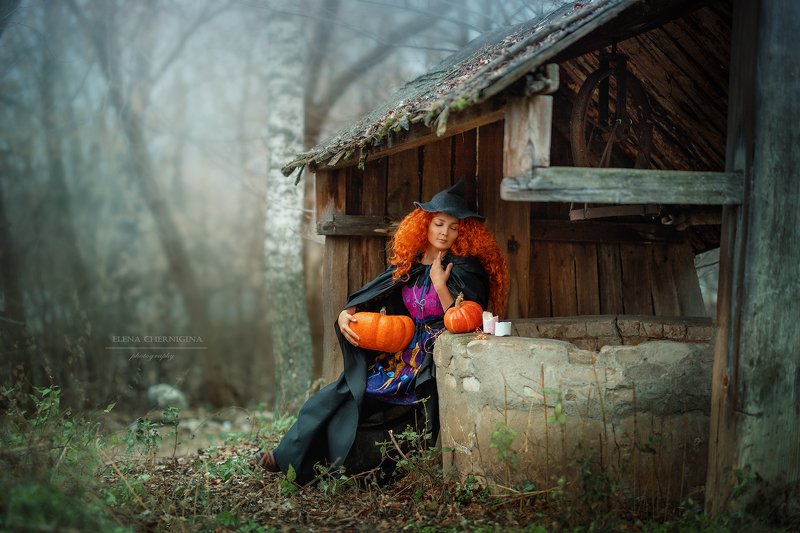 хеллоуин, ведьмочка, рыжик, рыжая девушка, ведьма, колдунья, heloween, сказка, праздник, девушка Рыжаяведьмочка фото превью