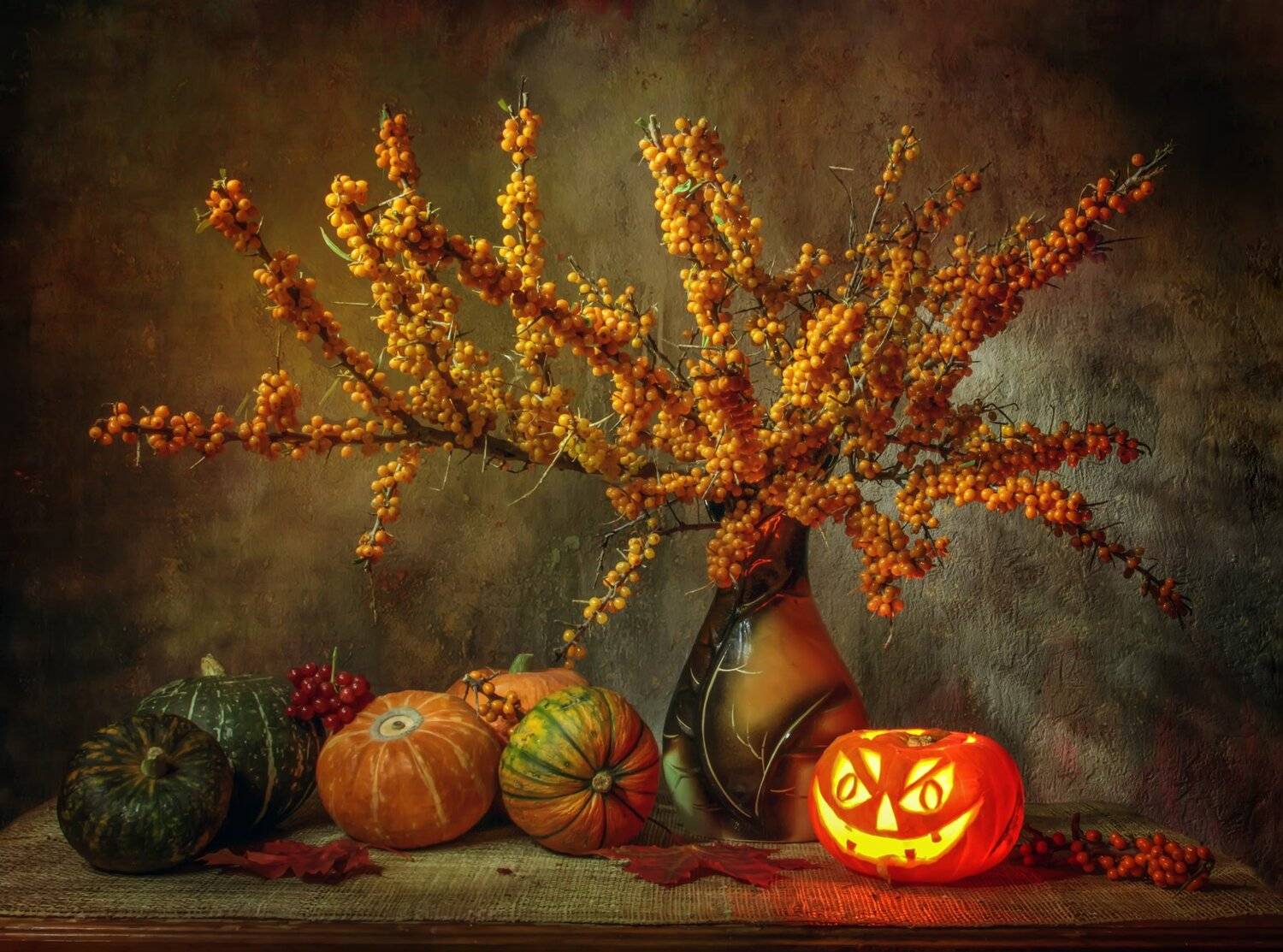 натюрморт, тыква, облепиха, Татьяна Феденкова