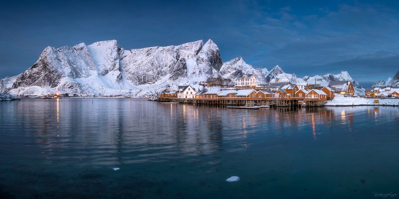 lofoten, sakrisøy, reflections, blue hour, mountains, seascape, landscape, panorama, mystic, twilight Sakrisøy, before sunrise... фото превью