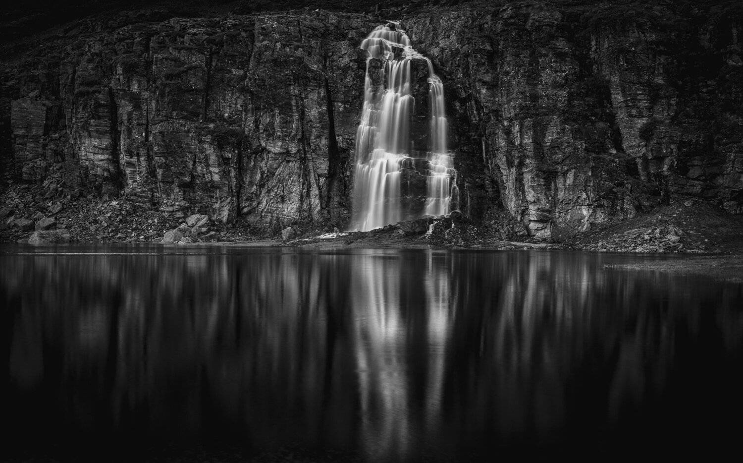 водопад, горы, отражение, Александр Безмолитвенный