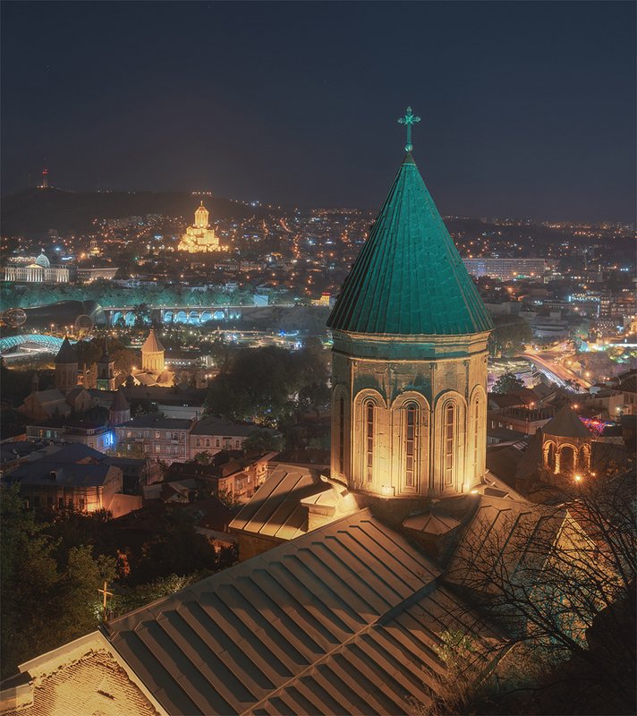 тбилиси, старый тбилиси, грузия, ночной город Ночной Тбилиси фото превью