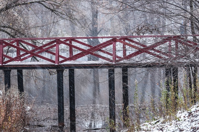 снег,метель,природа,мост метель фото превью