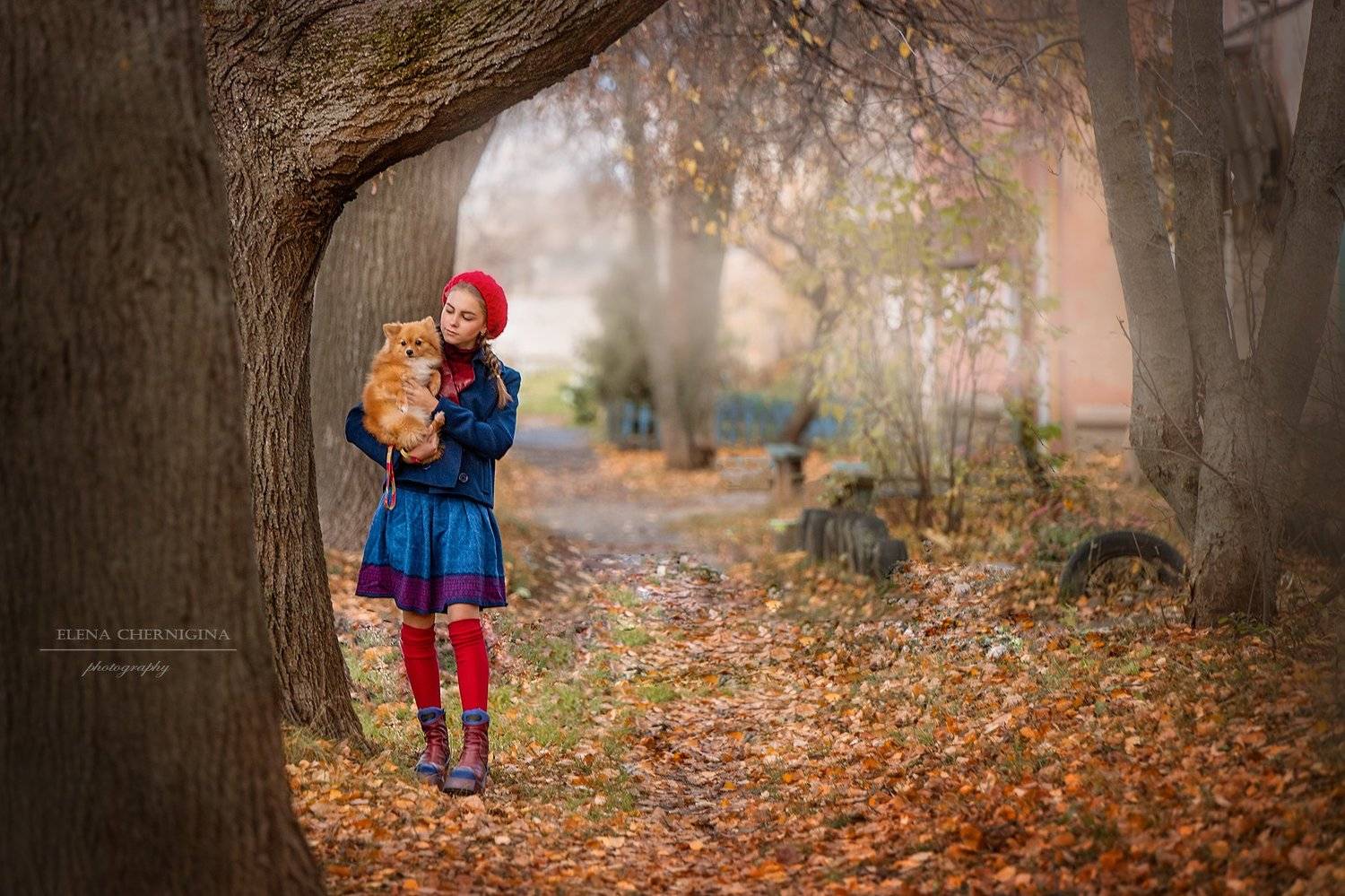 девушка, девочка с собакой, улица, город, фото девушки, городская съемка , Елена Чернигина
