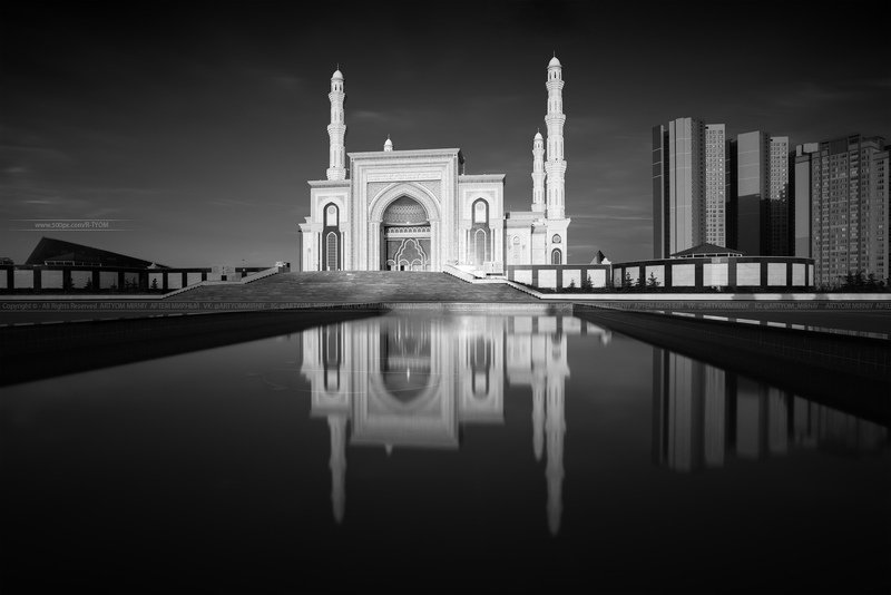 нур-султан, астана, казахстан, артем мирный, astana, kazakhstan, artyom mirniy, хазрет султан, мечеть, небо, закат, рассвет, свет, никон d750, hazret sultan, mosque, ведута, каприччио, фотохудожник, capriccio, veduta, photoartist, Мечеть Хазрет Султан фото превью