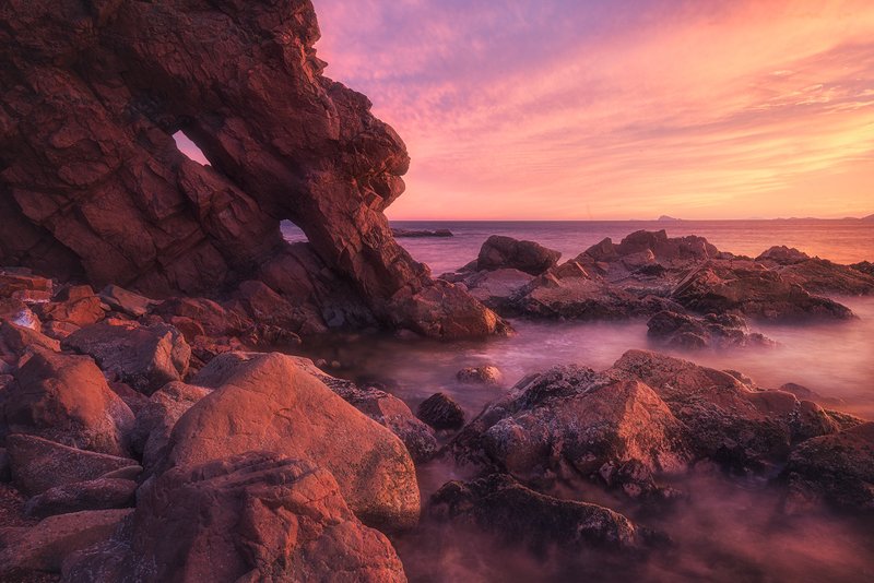 закат краски свет море остров шкота кекур камни волны пейзаж вечер морской пейзаж россия владивосток фото ,,Скалы о.Шкота,, фото превью