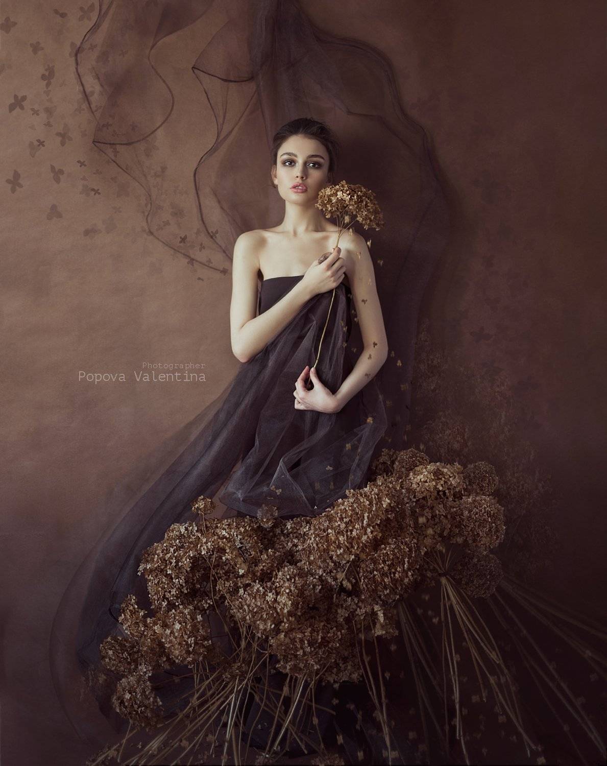 женский портрет, сухоцвет, портрет, арт, Валентина Попова