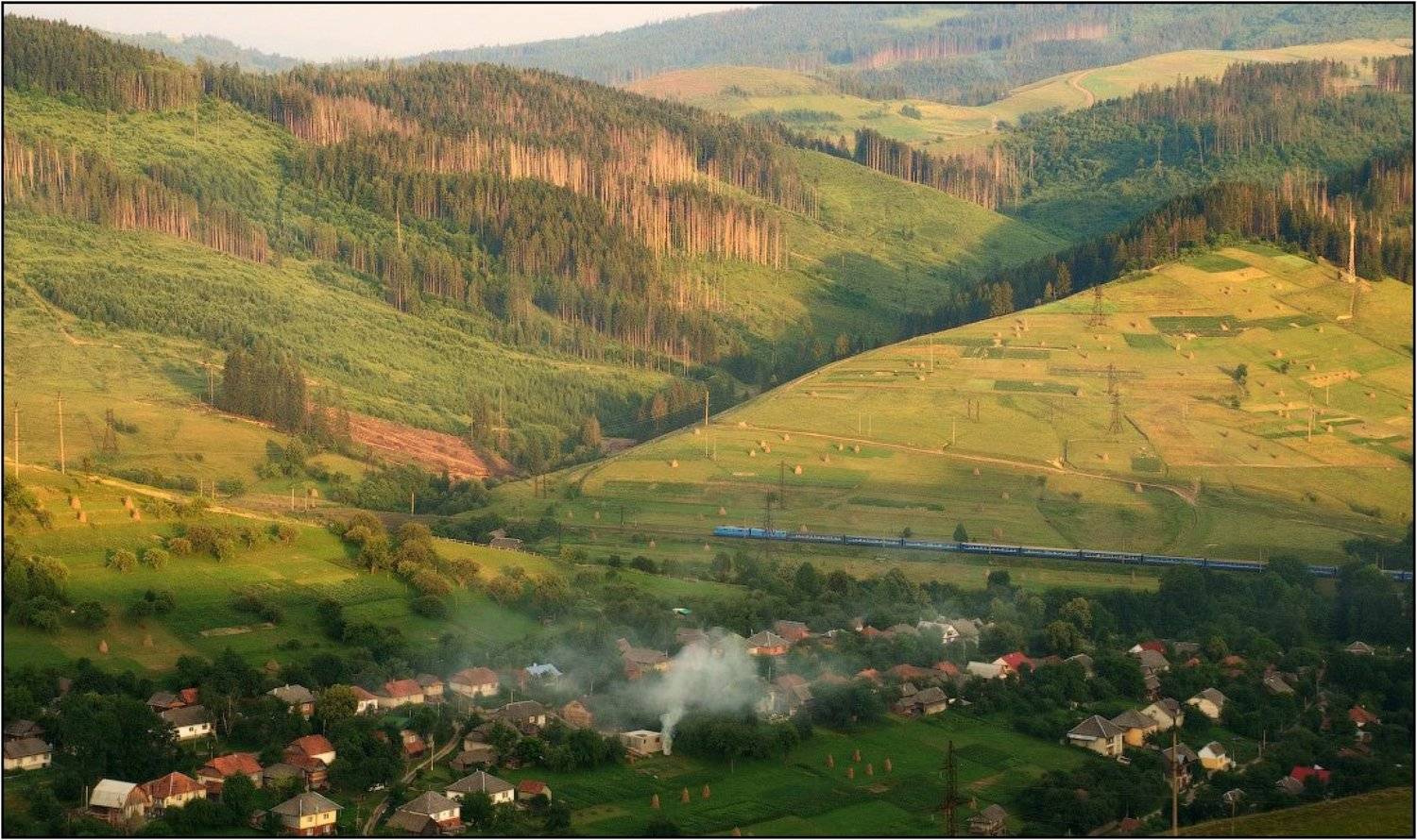 карпаты, закат, железная дорога, Dmitry Pozharsky